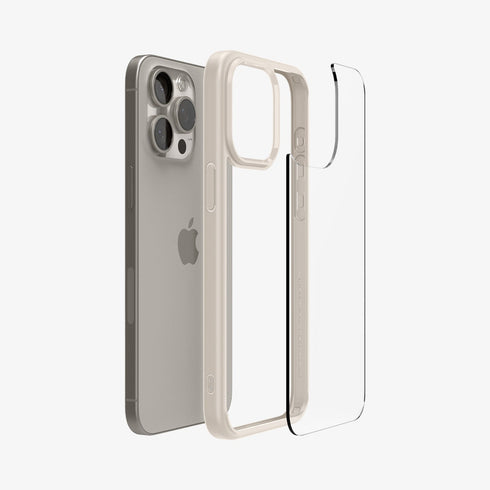 ACS07209 - iPhone 15 Series Ultra Hybrid Case in Natural Titanium showing the back